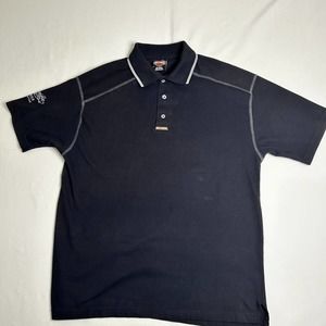 Harley Davidson Mens M Polo Shirt  Qatar Black !00% preshrunk Cotton Made in USA